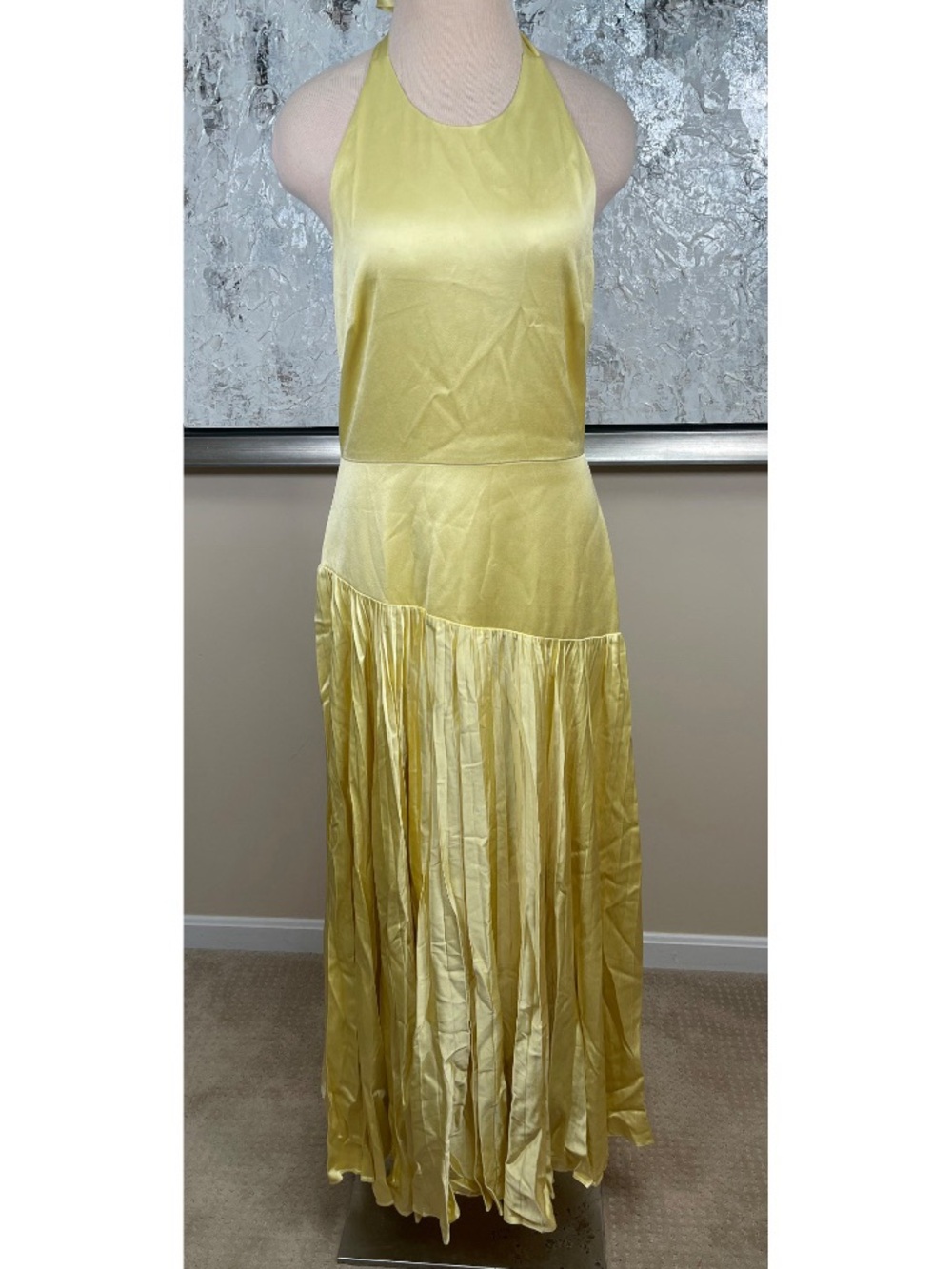 ALEXIS Saab Pleated Drop Waist Yellow Maxi Dress Size XL - Picture 4 of 10